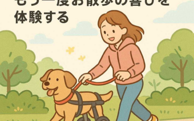 足の不自由な愛犬とともに、もう一度お散歩の喜びを体験する