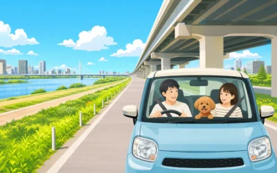 愛犬ドライブデビューは荒川・多摩川の高架下道路で