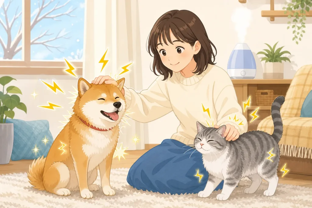 犬猫の静電気はなぜ起きる？冬のバチッを防ぐ対策法