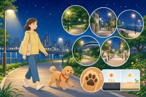 船橋の夜散歩｜防犯灯多いコース5選と肉球温度対策