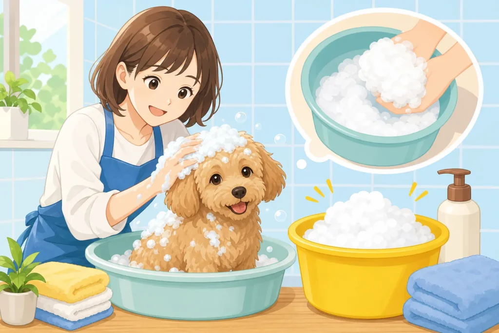愛犬のシャンプーが泡立たない原因と桶で作る泡立てコツ